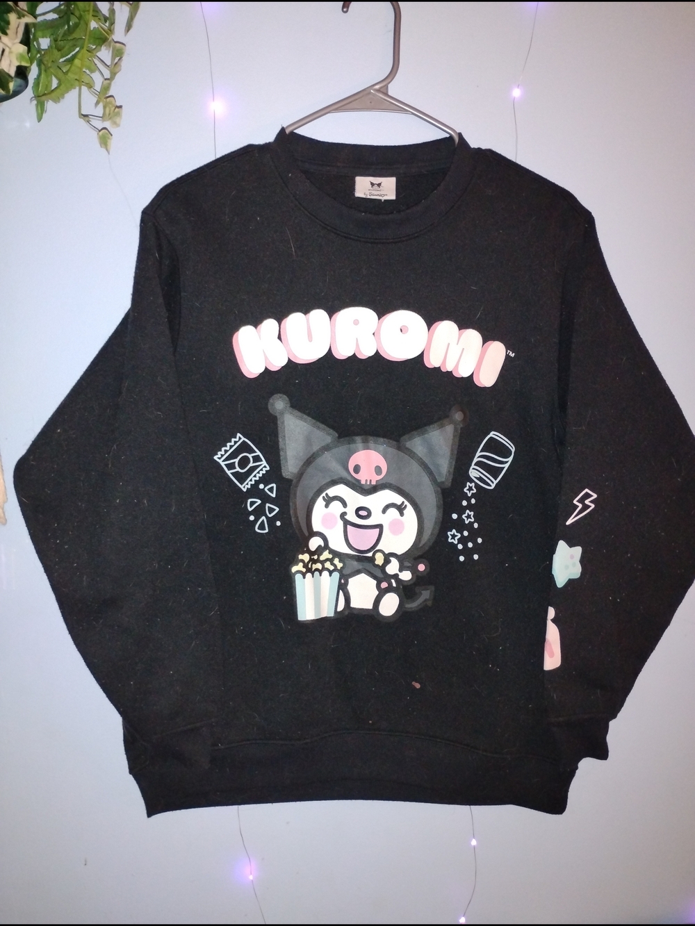 Sanrio Kuromi Black and White Logo Pullover